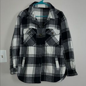 Black and White Plaid Shacket with Oversized Fit
